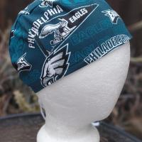 Toggle Cord Lock Reversible Philadelphia Eagles / 76ers scrub cap, handmade, adjustable, for nurse, dentist, technician, food service