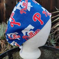 Euro Style Reversible Philadelphia Eagles / Phillies scrub cap, handmade, adjustable with toggle, for nurse, dentist, technician, food service