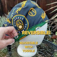 Euro Style Reversible Green Bay Packers / Milwaukee Brewers scrub cap, handmade, adjustable with toggle, for nurse, dentist, technician, food service