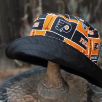 Philadelphia Flyers Bucket Hat, Handmade, Reversible to Black, Sizes up to 4XL, fishing hat, sun hat, floppy hat, ponytail hat, hockey