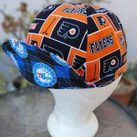 Reversible Philadelphia 76ers / Flyers Welding Cap, handmade, 4-panel, no band, 100% cotton, Philadelphia sports teams, welder gift