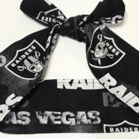 3” wide Las Vegas Raiders hair tie, red, hair wrap, headband, pin up, self tie, scarf, neckerchief, retro, rockabilly
