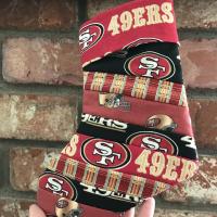 Small 9" SF 49ers Christmas Stocking, Quilted Niners Christmas Stocking, San Francisco 49ers Christmas Stocking,  handmade 