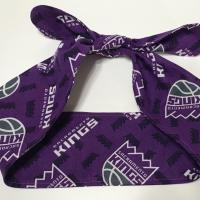 3” W Purple or Grey Sacramento Kings head tie, hair wrap, headband, pin up, self tie, scarf, neckerchief, retro, rockabilly, no wire