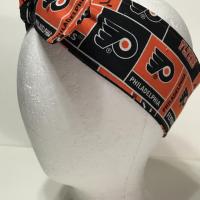 3” wide Philadelphia Flyers headband, self tie, hair wrap, pin up style, hair tie, scarf, bandana, retro, rockabilly, handmade