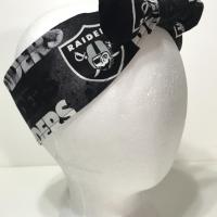 3” wide Las Vegas Raiders hair tie, red, hair wrap, headband, pin up, self tie, scarf, neckerchief, retro, rockabilly