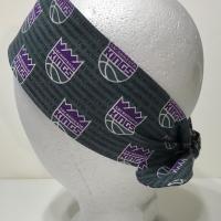 3” Wide Sacramento Kings headband, self tie, hair wrap, pin up style, scarf, bandana, retro style, rockabilly, basketball, handmade