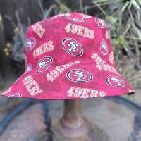 San Francisco 49ers Bucket Hat, CANVAS, Handmade, Red, Reversible, Unisex Sizes up to 4XL, summer fishing hat, sun hat, floppy hat, adults or children
