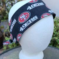 3” Wide San Francisco 49ers headband, handmade, Niners bandana, pin up style hair tie, retro style, rockabilly, head scarf, red or black