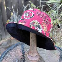 San Francisco 49ers Bucket Hat, Red, Handmade, Various Logos on Solid Red, Reversible, Unisex Sizes up to 4XL, fishing hat, sun hat, floppy hat, ponytail hat, adults or children