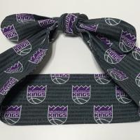 3” Wide Sacramento Kings headband, self tie, hair wrap, pin up style, scarf, bandana, retro style, rockabilly, basketball, handmade