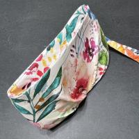 Pleated floral watercolor wristlet clutch purse, recessed zipper top, removable swivel wrist strap, cosmetic bag, make up pouch, bridesmaid gift, garden wedding