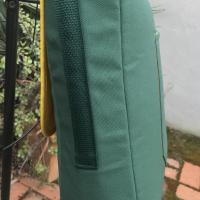 Slim tall messenger style cross body canvas bag, sized for a scorebook, vinyl bottom, White Elephants, Oakland A's Athletics baseball fan, tote, satchel