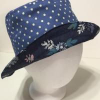 Floral Denim Bucket Hat, Reversible, Sizes S-XXL, Cotton, floppy hat, gardening hat, sun hat, casual hat, woman's fishing hat, polka dots, adults or older children