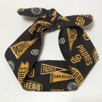 3” wide San Diego Padres headband, self tie, hair wrap, head wrap, pin up style, scarf, bandana, retro style, rockabilly, baseball, handmade