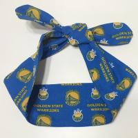 Golden State Warriors handmade narrow head scarf hair wrap, yellow on blue
