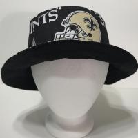 Front view with brim upturned to show black reverse (option A)