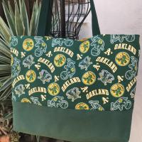 Tote bag, canvas bottom, Swingin' A's, Oakland A's Athletics baseball, one pocket, strong webbing straps, elephants