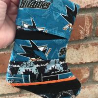 Small 9" San Jose Sharks Christmas Stocking, Quilted SJ Sharks Christmas Stocking, hockey, Sharks Christmas decoration, gift