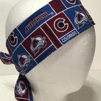 3” wide Colorado Avalanche headband, self tie, hair wrap, pin up style, hair tie, scarf, bandana, retro style, rockabilly, hockey, handmade