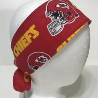 3” wide Kansas City Chiefs hair tie, headband, hair wrap, head wrap, pin up, self tie, scarf, neckerchief, retro, rockabilly, handmade