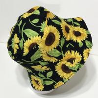 Sunflower Floral Bucket Hat, Reversible, LARGE, Handmade Sun Hat, Floppy Hat, Polka Dots