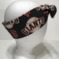 3” wide San Francisco Giants headband, handmade, hair wrap, hair tie, pin up style, self tie, scarf, retro style, rockabilly