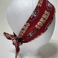 3” wide San Francisco 49ers hair tie, red, hair wrap, headband, pin up, self tie, scarf, neckerchief, retro, rockabilly