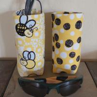 Bee Theme Upright Eyeglasses Holder, Reading Glasses Stand, Eyeglasses Cup, Weighted Fabric Eyeglasses Case, Bee Lover Gift, Handmade