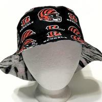 Cincinnati Bengals Bucket Hat, Handmade, Reversible to Tiger Stripes, Sizes up to 4XL, fishing hat, sun hat, summer hat, floppy hat