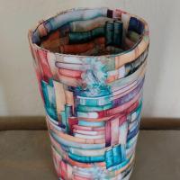 Books Print Upright Eyeglasses Holder, Handmade Fabric Reading Glasses Stand, Weighted Eyeglasses Case, Gift for Book Lover, Handmade