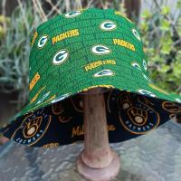 Green Bay Packers / Milwaukee Brewers Bucket Hat, Handmade, Reversible, Unisex, Sizes up to 4XL, fishing hat, Wisconsin, sun hat, floppy hat