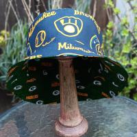 Green Bay Packers / Milwaukee Brewers Bucket Hat, Handmade, Reversible, Unisex, Sizes up to 4XL, fishing hat, Wisconsin, sun hat, floppy hat