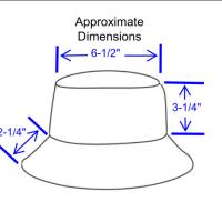 Diagram of bucket hat dimensions, see description for text version