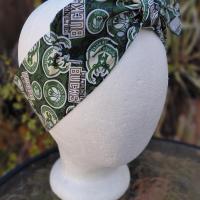 3” Wide Milwaukee Bucks Headband, Handmade, Wisconsin, hair wrap, pin up, hair tie, top knot, retro style hair accessory, scarf, rockabilly