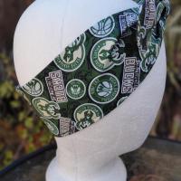 3” Wide Milwaukee Bucks Headband, Handmade, Wisconsin, hair wrap, pin up, hair tie, top knot, retro style hair accessory, scarf, rockabilly