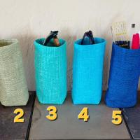 Solid Color Upright Eyeglasses Holder, Faux Burlap Look Glasses Stand, Glasses Holder, Weighted Stand-up Glasses Pouch, Fabric Glasses Case, Handmade