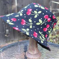 Cherries Bucket Hat, Black & White Polka Dots, Sizes up to 4XL, floppy hat, fishing hat, sun hat, beach hat, summer hat, adults & children