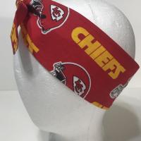 3” wide Kansas City Chiefs hair tie, headband, hair wrap, head wrap, pin up, self tie, scarf, neckerchief, retro, rockabilly, handmade