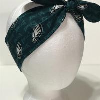 3” wide Philadelphia Eagles hair tie, hair wrap, headband, pin up, self tie, scarf, neckerchief, retro, rockabilly