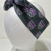 3” Wide Sacramento Kings headband, self tie, hair wrap, pin up style, scarf, bandana, retro style, rockabilly, basketball, handmade