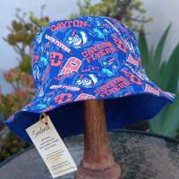 University of Dayton Flyers Bucket Hat, Handmade, Reversible to Blue, Size LARGE, summer hat, fishing hat, floppy hat