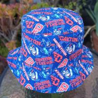 University of Dayton Flyers Bucket Hat, Handmade, Reversible to Blue, Size LARGE, summer hat, fishing hat, floppy hat