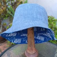 Detroit Lions Bucket Hat, Handmade, Reversible to Grey, Sizes up to 4XL, summer hat, fishing hat, sun hat, floppy hat, ponytail hat