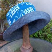 Detroit Lions Bucket Hat, Handmade, Reversible to Grey, Sizes up to 4XL, summer hat, fishing hat, sun hat, floppy hat, ponytail hat