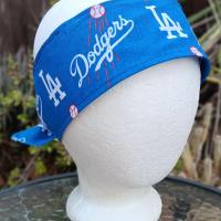 3” Wide LA Dodgers headband, self tie, handmade, hair tie, scarf, pin up style, hair wrap, retro style, rockabilly
