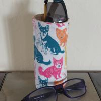 Dog Print Upright Eyeglasses Holder, Glasses Stand, Eyeglasses Cup, Weighted Fabric Eyeglass Keeper, Pet Lovers Glasses Case, Handmade