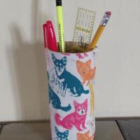 Dog Print Upright Eyeglasses Holder, Glasses Stand, Eyeglasses Cup, Weighted Fabric Eyeglass Keeper, Pet Lovers Glasses Case, Handmade