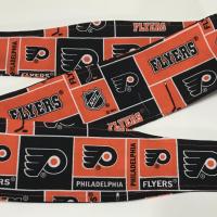 3” wide Philadelphia Flyers headband, self tie, hair wrap, pin up style, hair tie, scarf, bandana, retro, rockabilly, handmade