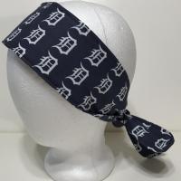 3” wide Old English D hair tie, hair wrap, headband, pin up, self tie, scarf, neckerchief, retro, rockabilly, Detroit